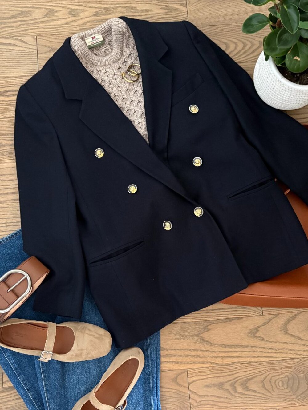 IRVING SAMUEL Vintage Double-Breasted Navy Wool Blazer